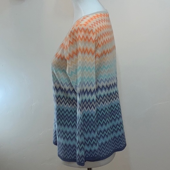 Sigrid Olsen Silk Rayon Zig Zag Pattern Pullover V Neck Top Petite Large Modern - Picture 4 of 13